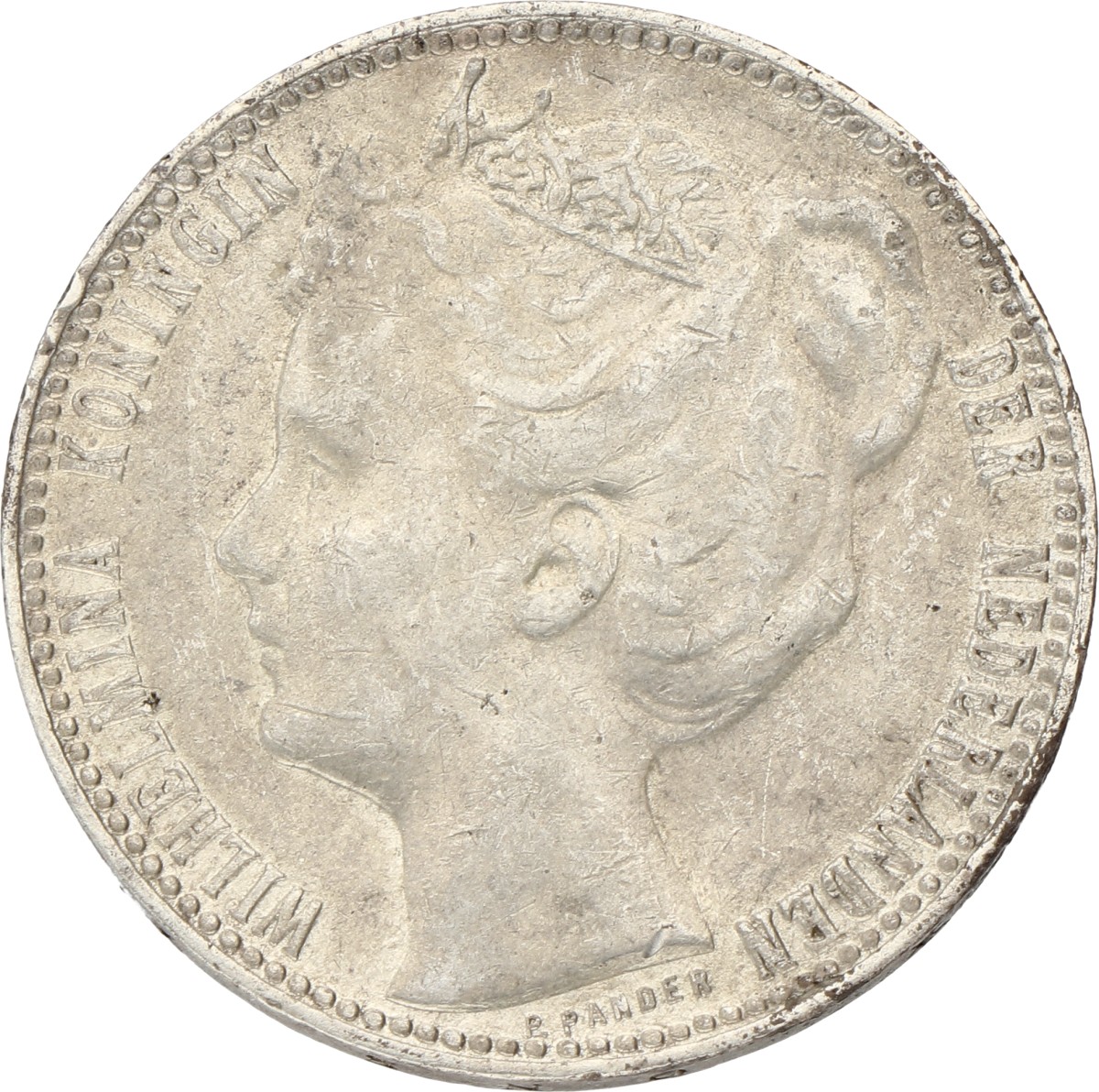 1 Gulden. Wilhelmina. 1909. Zeer Fraai.