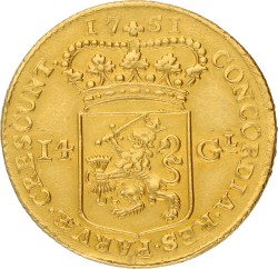 14 Gulden Gouden rijder. Holland. 1751. Prachtig -.