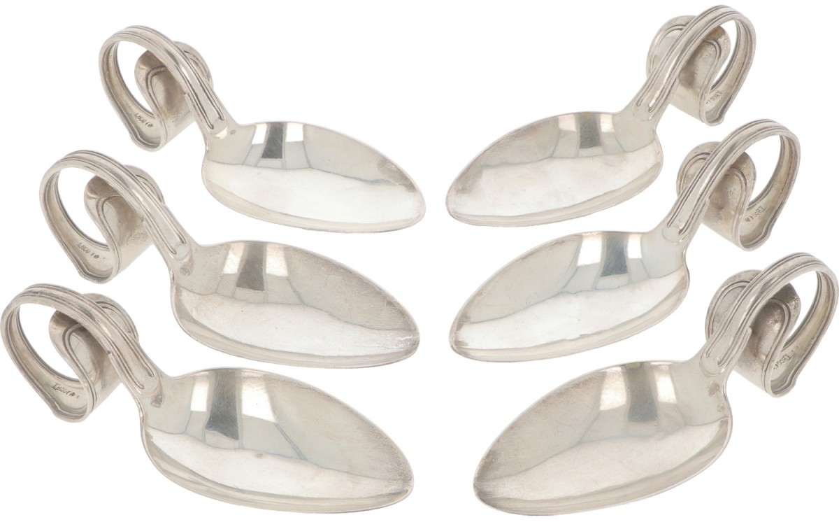 (6) delige set amuselepels zilver.