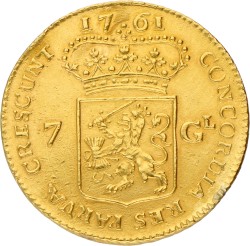 7 Gulden gouden rijder. Groningen en Ommelanden. 1761. Zeer Fraai / Prachtig.