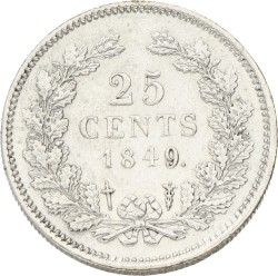 25 Cents. Willem II. 1849. UNC -.