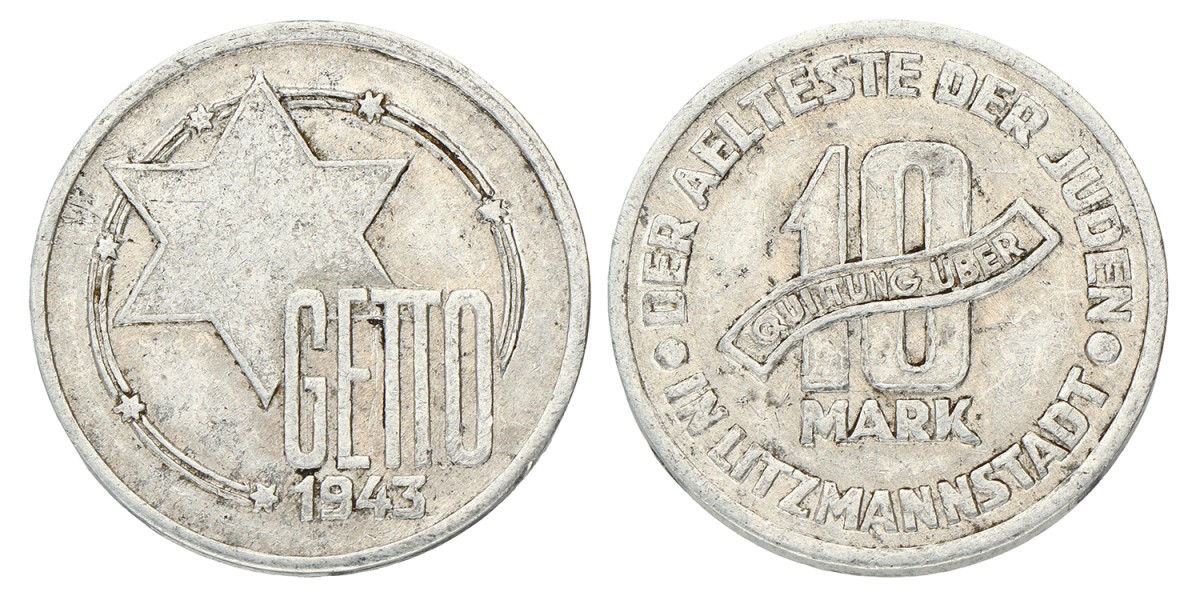 Poland. Jewish ghetto of Litzmannstadt. 10 Mark. 1943. VF +.