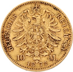 German states. Prussia. Wilhelm II. 10 Mark. 1872 C. VF +.