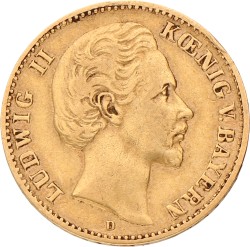 German states. Bavaria. Lüdwich II. 10 Mark. 1878 D. VF +.