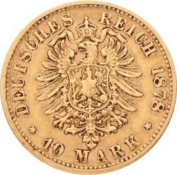 German states. Bavaria. Lüdwich II. 10 Mark. 1878 D. VF +.