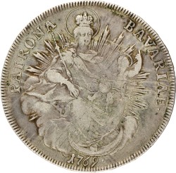 German states. Bavaria. Maximilian III Joseph. Madonna thaler. 1769. VF +.