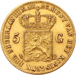 5 Gulden. Willem I. 1826 B. Zeer Fraai.