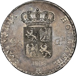 2½ Gulden. Lodewijk Napoleon. 1808. UNC Details.
