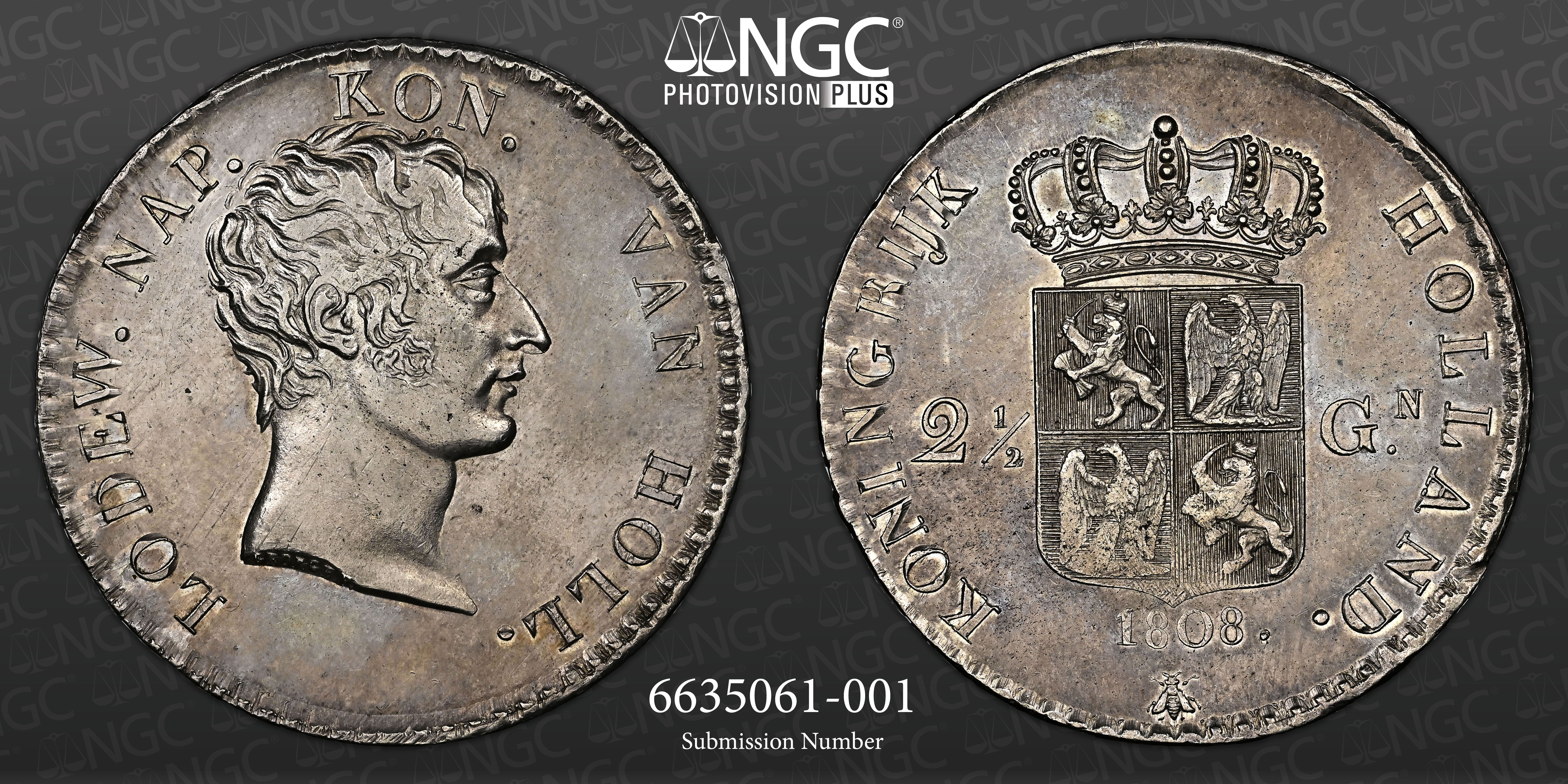 2½ Gulden. Lodewijk Napoleon. 1808. UNC Details.