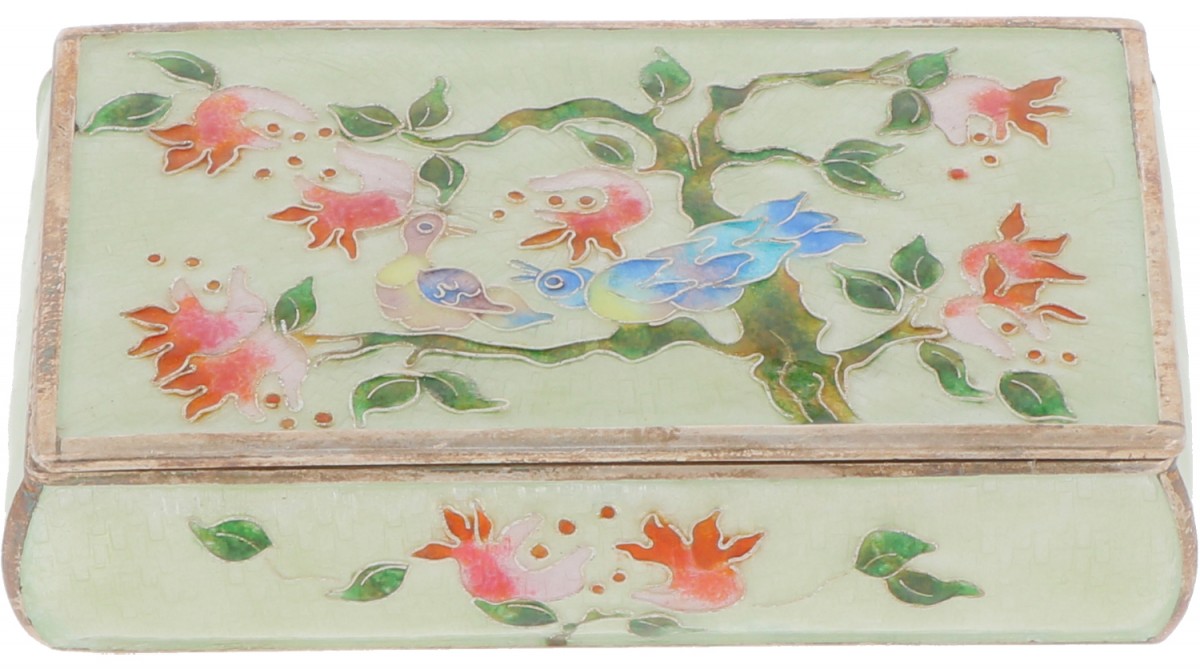 Cloisonné doosje zilver.