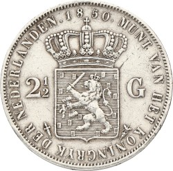 2½ Gulden. Willem III. 1850. Zeer Fraai.