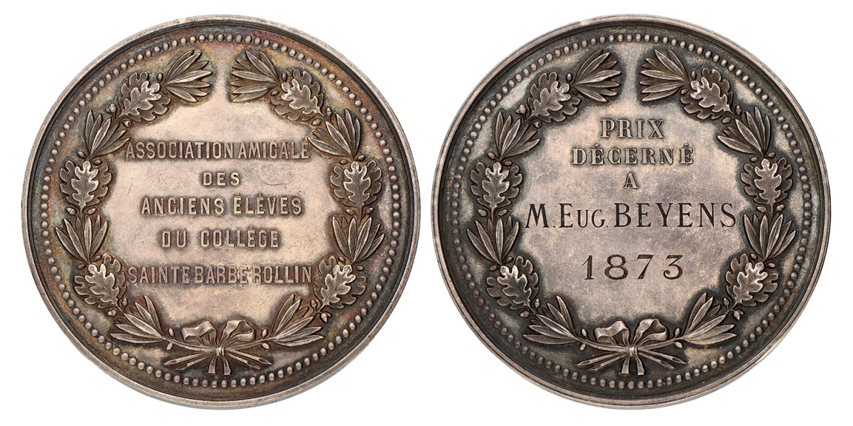 France. Sainte Barbe Rollin. 1873. Price medal of the association of the alumni of Sainte-Barbe Rollin.