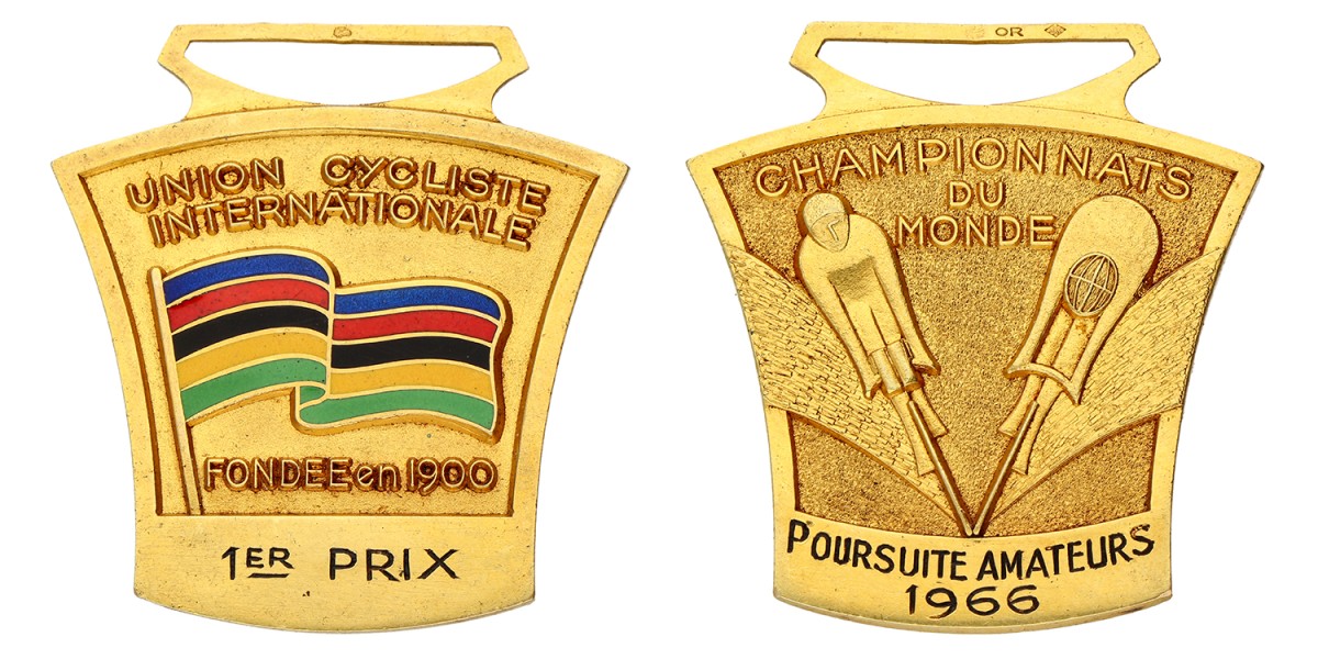 France. 1966. Gold medal of the World championship track cycling of the Union Cycliste Internationale, Individual Pursuit Amateurs.