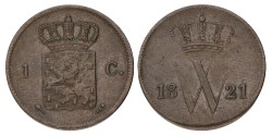 1 Cent. Willem I. 1821. Zeer Fraai.