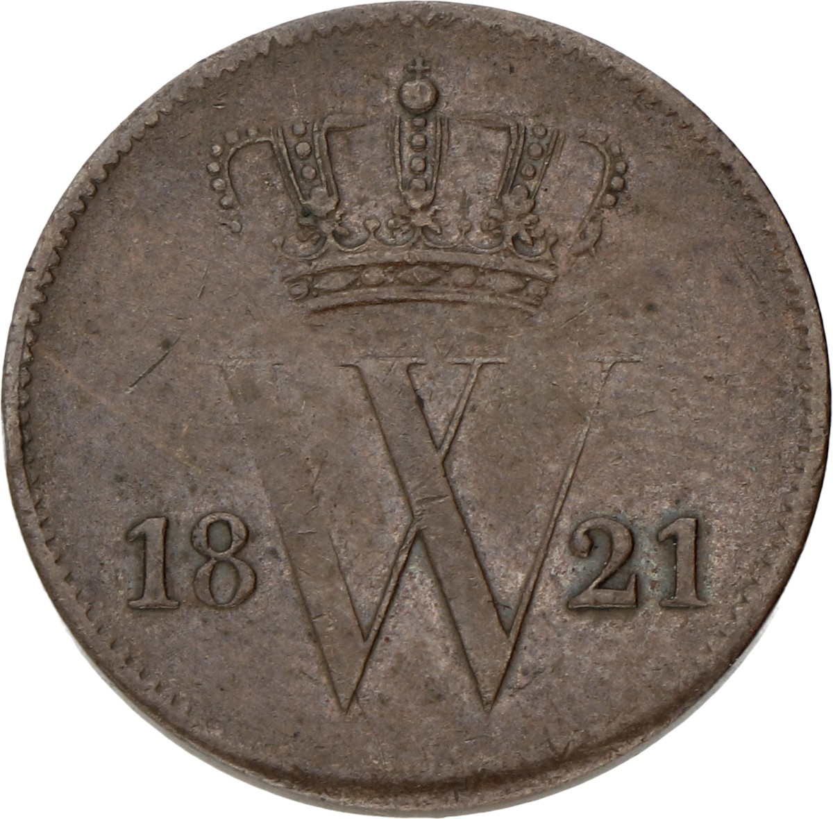 1 Cent. Willem I. 1821. Zeer Fraai.