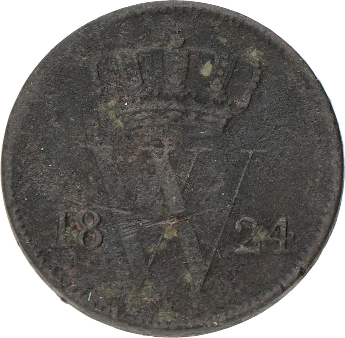 1 Cent. Willem I. 1824. Fraai +.