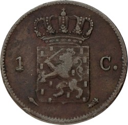 1 Cent. Willem I. 1824 U. Zeer Fraai -.