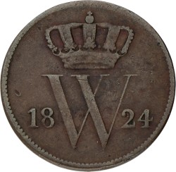 1 Cent. Willem I. 1824 U. Zeer Fraai -.