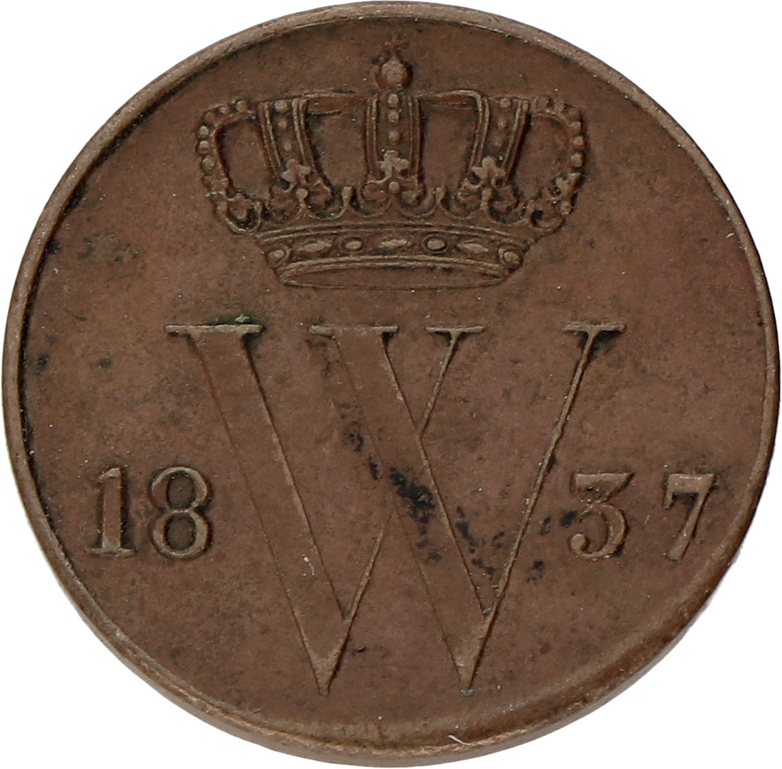 ½ Cent. Willem I. 1837. Zeer Fraai / Prachtig.