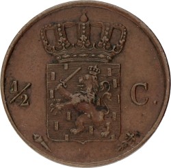 ½ Cent. Willem I. 1837. Zeer Fraai / Prachtig.