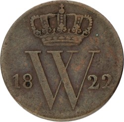 ½ Cent. Willem I. 1822 B. Zeer Fraai.