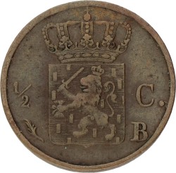 ½ Cent. Willem I. 1822 B. Zeer Fraai.