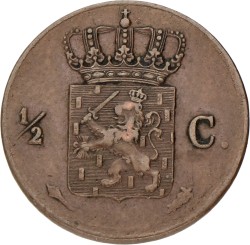 ½ Cent. Willem I. 1822 U. Zeer Fraai -.