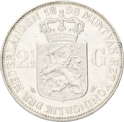 2½ Gulden. Wilhelmina. 1898 Met punt. Zeer Fraai +.