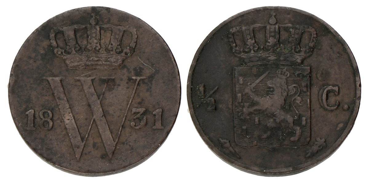 ½ Cent. Willem I. 1831. Zeer Fraai.