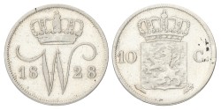 10 Cent. Willem I. 1828 U. Zeer Fraai +.