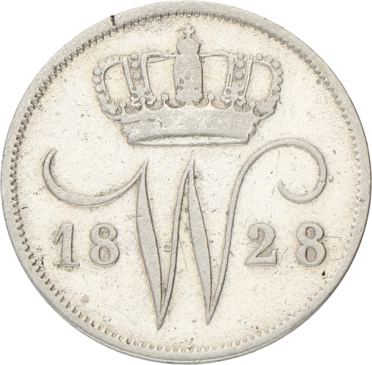 10 Cent. Willem I. 1828 U. Zeer Fraai +.