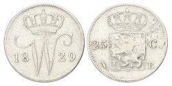 25 Cent. Willem I. 1829 B. Fraai / Zeer Fraai.