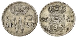 25 Cent. Willem I. 1823. Zeer Fraai.