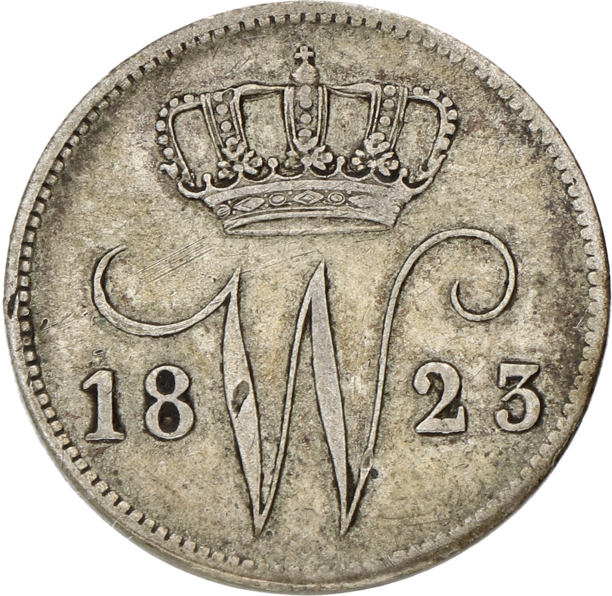 25 Cent. Willem I. 1823. Zeer Fraai.