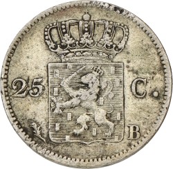 25 Cent. Willem I. 1823. Zeer Fraai.