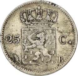 25 Cent. Willem I. 1823. Zeer Fraai.