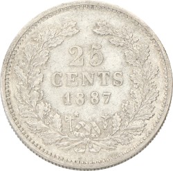 25 Cent. Willem III. 1887. Zeer Fraai -. 