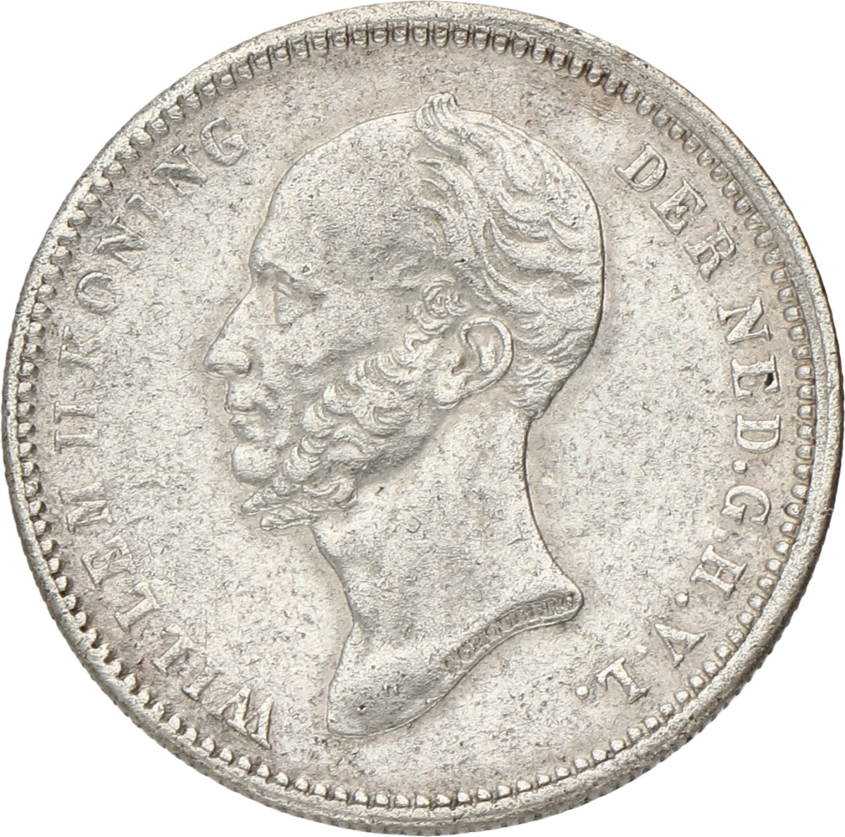 25 Cent. Willem II. 1848. Zeer Fraai / Prachtig.