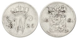 25 Cent. Willem I. 1826 U. Zeer Fraai.