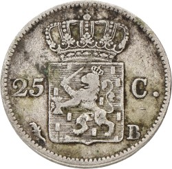 25 Cent. Willem I. 1824 B. Zeer Fraai -.