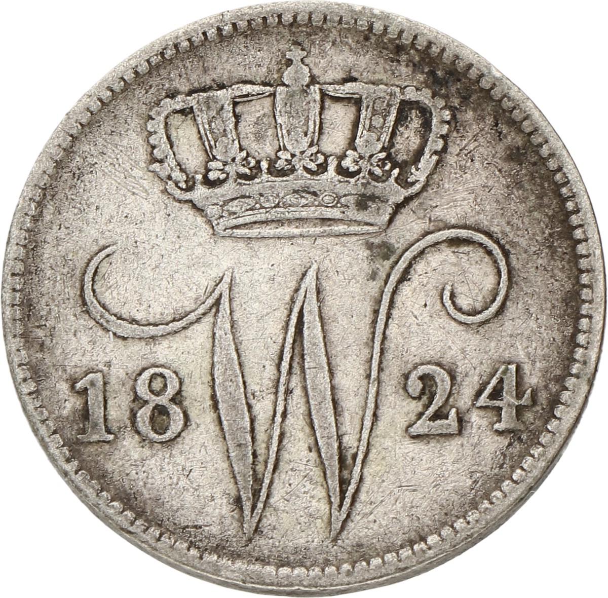 25 Cent. Willem I. 1824 B. Zeer Fraai -.