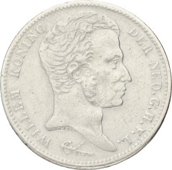 1 Gulden. Willem I. 1824 U Zonder streepje. Zeer Fraai -.
