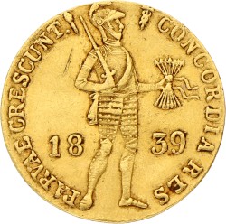 Gouden dukaat. Willem I. 1839. Zeer Fraai.