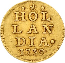 Pijl- of bezem stuiver - Afslag in goud. Holland. 1739. Prachtig -.