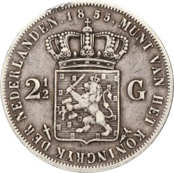 2½ Gulden. Willem III. 1855. Zeer Fraai -.