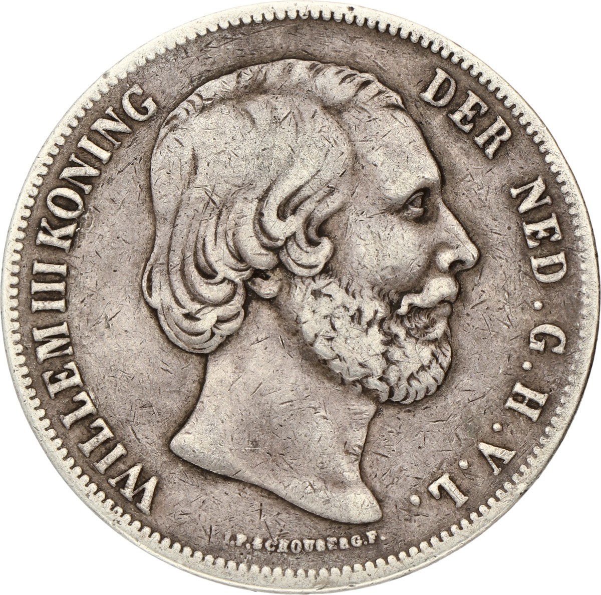 2½ Gulden. Willem III. 1855. Zeer Fraai -.