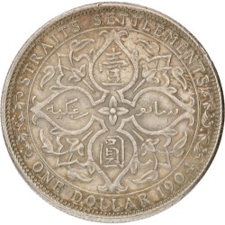 Straits Settlements. British colony. Edward VII. Dollar. 1904 B. UNC Details.