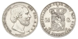 2½ Gulden. Willem III. 1858. Zeer Fraai / Prachtig.