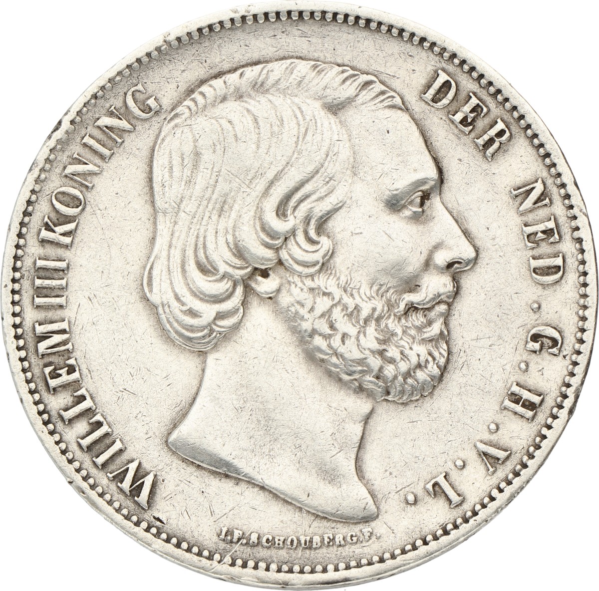 2½ Gulden. Willem III. 1858. Zeer Fraai / Prachtig.