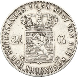 2½ Gulden. Willem III. 1858. Zeer Fraai / Prachtig.